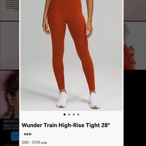 Lululemon Wunder Under Train 28” leggings in rust